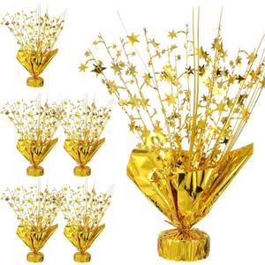 6 Pcs Metallic Foil Spray Centerpiece Star Table Decoration Gold Centerpieces Decors with Star Burst Table Centerpieces for Birthday Wedding Holiday Anniversary Graduation Home Party