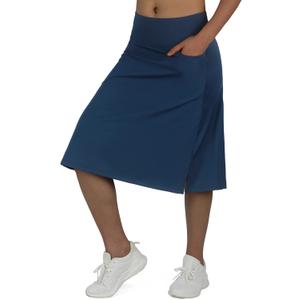 Women's Midi Length Skorts Skirts with 3 Pockets Modest Skirts Women's 24" Knee Length Skort (XX-Large, Navy)