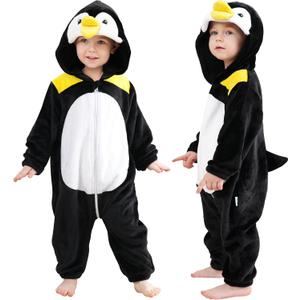 LOLANTA Unisex Baby Animal Costumes Toddler Boys Girls Hooded Jumpsuit Kid Halloween Christmas Birthday Gifts (90, Penguin)