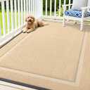 OLANLY Front Door Mat Indoor Outdoor Entrance, Waterproof All-Season, All-Weather Doormat, Sturdy Natural Rubber, Fade Resistant, Low Profile, Easy Clean Patio Porch Entryway Mat, 71x47, Beige