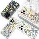 Hungo Compatible for iPhone 16 Pro Case for Women Girls Clear Design Cute,Girly Designer Aesthetic Protector Lovely Dinosaurs Animal Kawaii