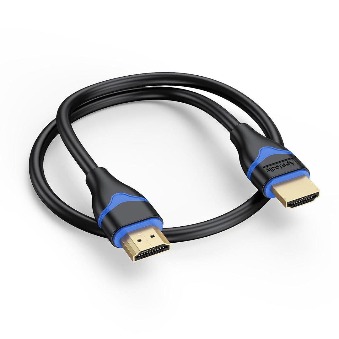 4K Short HDMI Cable 1.5FT, High Speed HDMI to HDMI Cable 18 inch HDMI Cord (4K@60Hz, 2K@144Hz, 1080P, 18Gbps, HDR, 3D, HDCP 2.2, ARC) for HDTV, Switch, PS4/PS5, Xbox, Blu-ray, Monitor