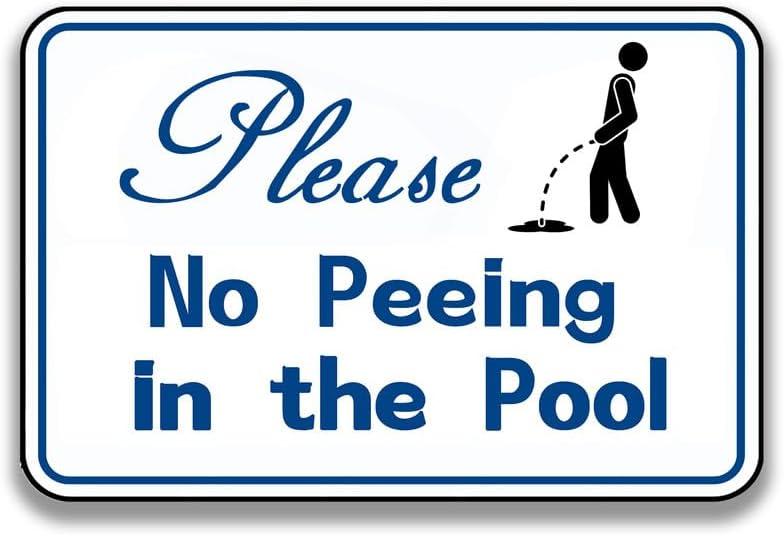 Vintage Pool Safety Sign Please No Peeing in the Pool Tin Sign Fade Resistant/Waterproof Tin Sign for Swimming Pool 8x12 inch