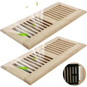 Howeall 2PC 4x10 Inch White Oak Wood Floor Register Vents Cover - Drop in Register with Damper Wooden Vents Covers for Home Floor Unfinished (White Oak)