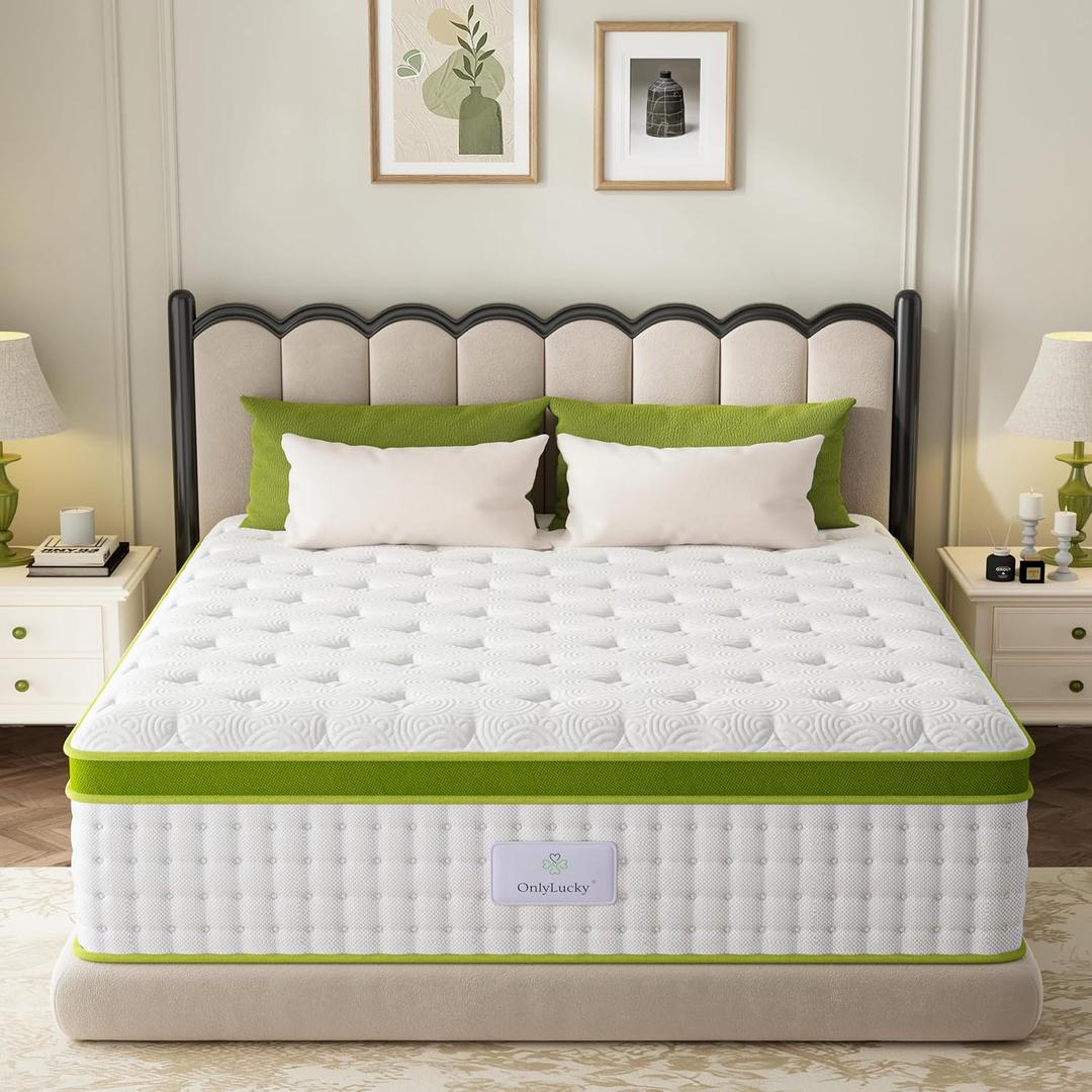 Onlylucky Twin Mattress 12 Inch, Firm Twin Size Mattress in a Box with Gel Memory Foam and Individual Quiet Pocket Springs, Spinal Alignment, Zoned Back Support, Cooling Comfort Sleep
