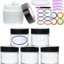 2oz Small Travel Containers with Black Lids,6 Pack Glass Jars with Mini Disposable Spatula for ToiletriesTravel StorageMakeup Beauty Products, Lotions, Powders and Ointments