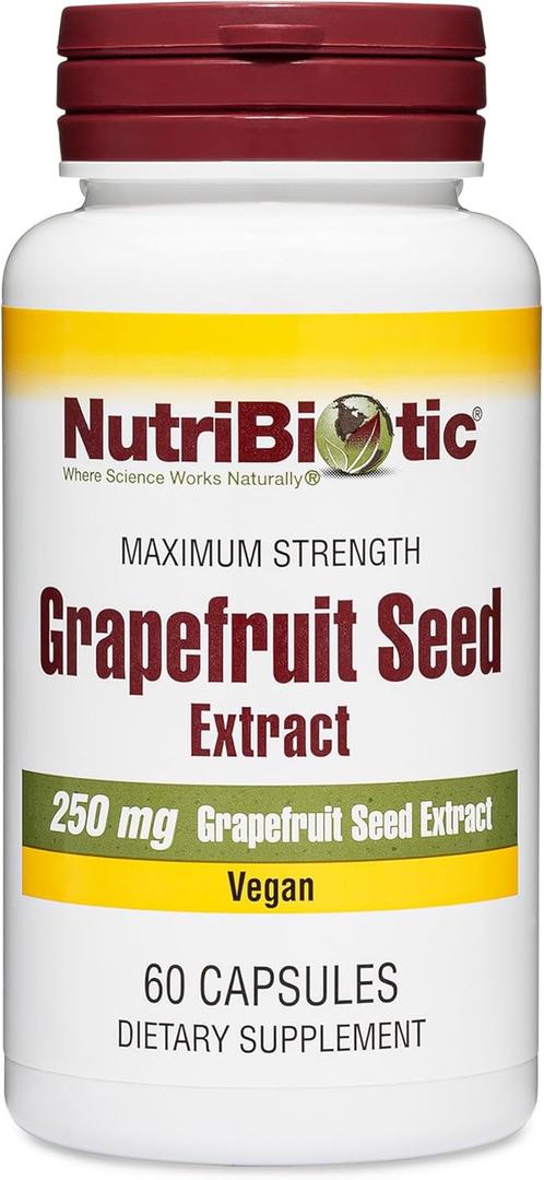 NutriBiotic Grapefruit Seed Extract Capsules 250 mg, 60 Count - Maximum Strength with Bioflavonoids, Expiration Date 12/28