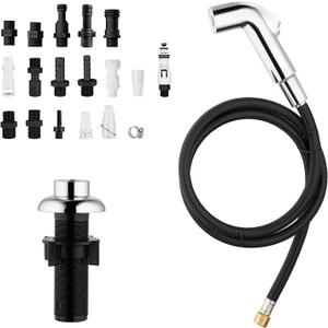 Houtingmann Kitchen Side Sprayer with Hose and Holder - Chrome Sprayer with 17 Adapters