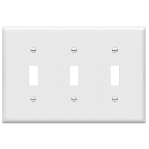  Triple Light Switch Wall Plate, Gloss Finish, Standard Size 3-Gang 4.50" x 6.38", Unbreakable Polycarbonate Thermoplastic, 8813-W, White