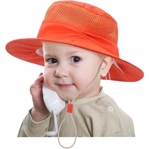 Mesh Baby Girl Sun Hat, Outdoor UPF 50+ Sun Protection Infant Hats, Adjustable Summer Beach Bucket Hat (Small, 9)