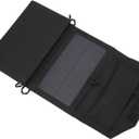 USB Solar Panel, Multiple Rope Holes Solar Charger, Camping Outdoor Sports Man for Woman (Black)