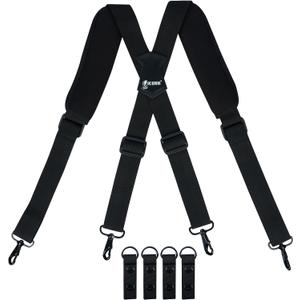 KUNN Tactical Duty Belt Suspenders with Metal Hook,Men Padded Police Harness for Duty Belt,Black