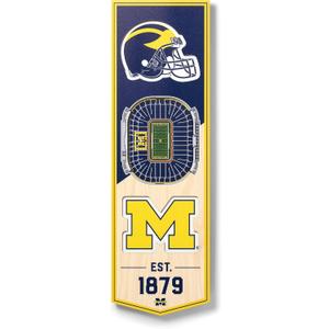 YouTheFan NCAA Michigan Wolverines 3D Stadium 6x19 Banner - Michigan Stadium