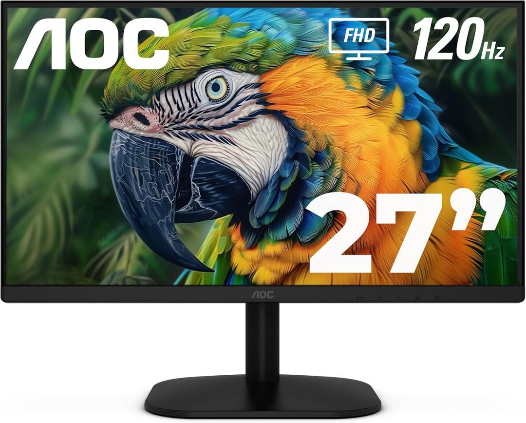 AOC 27B35H3 27" Casual Gaming Monitor, IPS Panel, Full HD (1920 x 1080) 120Hz, 1ms, Adaptive Sync, VGA & HDMI, Flicker-Free, Low Blue Light, HDR Ready, VESA, Tilt Adjust, Eco-Friendly