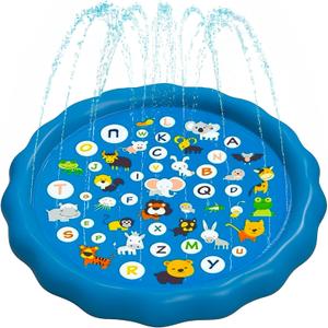 ArtCreativity Splash Pad for Kids and Pets - 60 Inches - Non-Slip Sprinkler Baby Play Mat with Sound & Light - Outside Water Toys for Toddlers and Dogs - Inflatable Kiddie Summer Wading Pool Toy