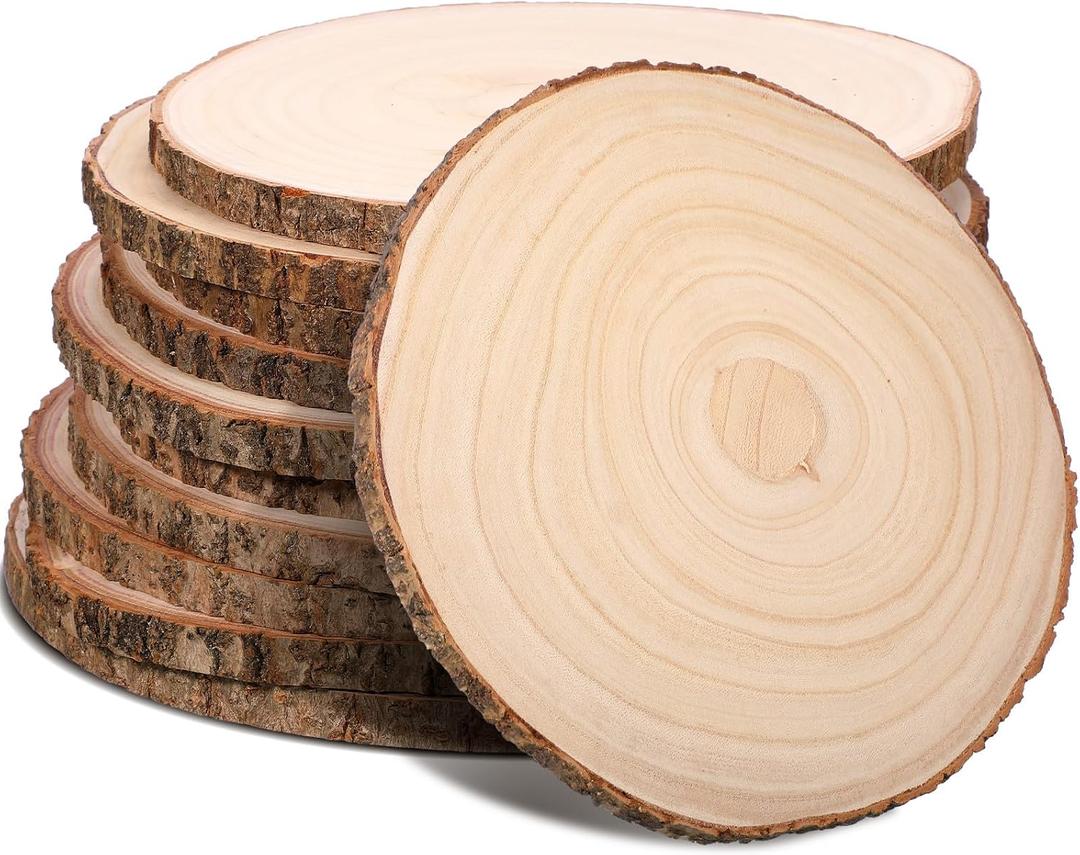 Tioncy 10 Pack Large Wood Slices for Centerpieces Unfinished Rounds Wood Slabs for Tables Decor Natural Wooden Circle for DIY Crafts Rustic Wedding Centerpiece Decor (12-13 Inch)