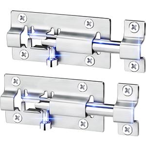 FATLODA 2 Pack Barrel Bolt Latch, 3 Inches Slide Latch Lock, Thickened Stainless Steel Sliding Locks for Door, Brushed Finish Sliding Bolt Lock Latches with 12PCS Screws