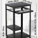 AV Presentation Cart with Keyboard Tray Mobile AV Cart Stand Metal Media Cart with Wheels for Projector Height Adjustable Computer Workstation Presentation Cart for School Classroom Office