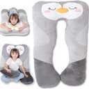 47x23 inch U Shaped Long Plush Body Pillows for Kids, Stuffed Animal Penguin Soft Large Pillow for Sleeping, Big Cute Plushies, Washable Cover, Gift for Boys and Girls