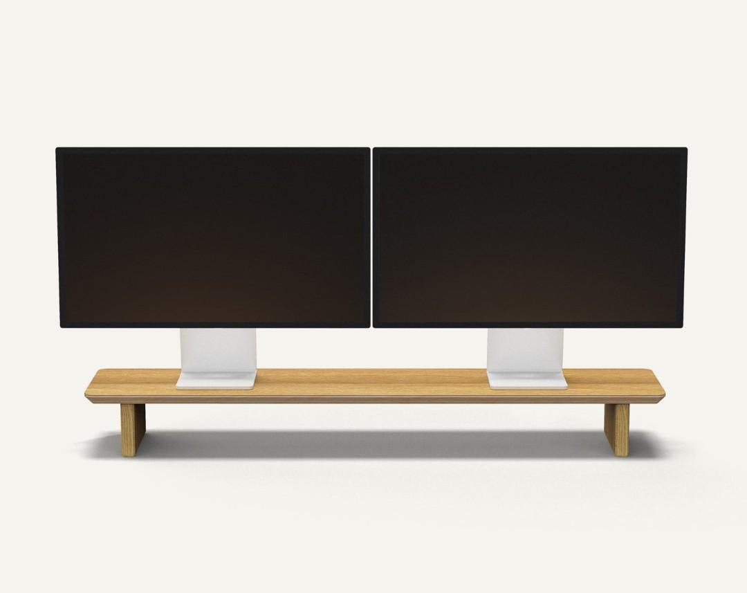 The Original Bamboo Dual Monitor Stand (As Seen On PBS) - 42 Inch Large Monitor Riser for Computer Screens, Laptop or TV - Desk Shelf Adds Storage Space and Improves Ergonomics - Natural