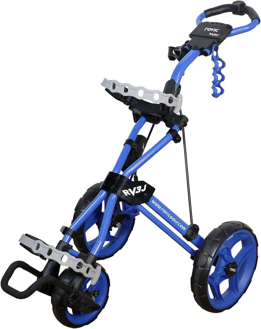 Rovic Model RV3J Junior | Youth 3-Wheel Golf Push Cart (Blue)