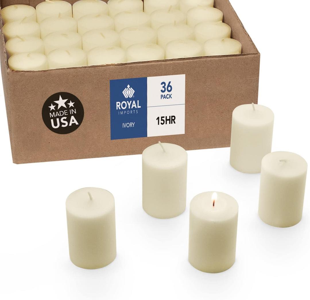 Royal Imports Votive Candle, Unscented Wax, Box of 36, for Wedding, Birthday, Holiday & Home Decoration (15 Hour) by Royal Imports (36, Ivory)