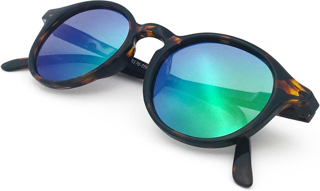 J+S Hali Small Round Polarized Sunglasses for Women Men | Spring Hinge Frame | Polarized 100% UV 400 | Medium-Small Fit