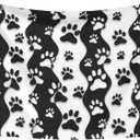 Black White Paw Throw Blanket - Stripes Blanket for Dog Cat Pet Blankets 23x16 for Couch Sofa Bed