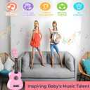 21 Inch Wooden Kids Toddler Child Children Acoustic Guitar Musical Instruments Ideal for 3-9 Year Old Boys Girls Gifts (Pink)