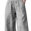 Milumia Women's 2 Pcs Outfits Striped V Neck Button Blazer Vest Pants Tracksuit Grey Large