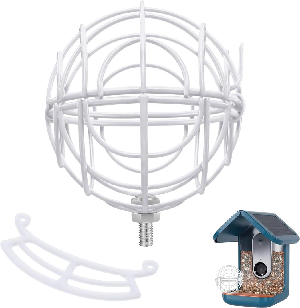 Shimeyao Suet Ball Holder Compatible with Bird Buddy in Metal with Mounting Screws Bundle, Perch Compatible with Bird Buddy Replacement Parts Weatherproof Durable Squirrel Proof Accessory(White)