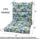 Magpie Fabrics Indoor Outdoor Tufted High Back Chair Cushion Set of 2, Waterproof All-Weather Deep Seating Rocking Chair Patio Garden Chaise Lounge Sun Lounger Chair Cushions(Botanical Blue Green)