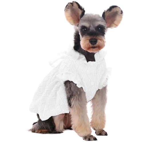 Kuoser Dog Dress, Cute Dog Dresses for Medium Dogs Girl Elegant Puppy Tutu with Bow-Knot, Doggie Princess Costume Pet Outfit for Birthday Party Christmas Halloween Wedding, White M