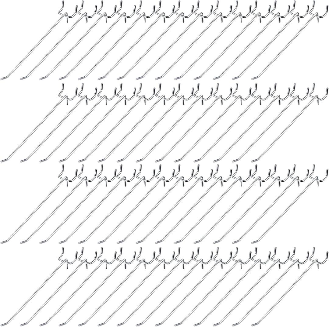 Funrous 100 Pack Peg Board Hooks Stainless Steel Pegboard Hooks Shelving Display Hanging Peg Board Holders for 1/8 and 1/4 Garage Storage Tools Organizer(8 Inch)