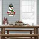 2 x Handcrafted Snowman Welcome Door Hanger Sign - Festive Winter Christmas Home Decor Door Decorations