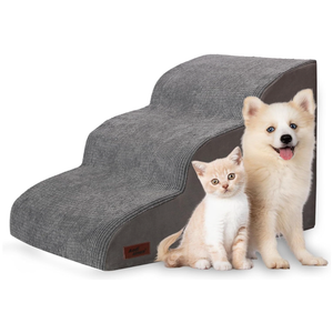 Aodisman 3-Step Dog Ramp and Stairs for Sofa and Chair - Non-Slip Sturdy Pet Steps for Small Dogs and Cats,15.7" H,Grey
