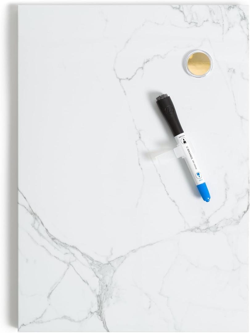 U Brands Magnetic Marble Print Dry Erase Board White Board, 11" x 15.5", Frameless, Includes Magnet and Marker U Brands Magnetic Marble Print Dry Erase Board White Board, 11" x 15.5", Frameless, Includes Magnet and Marker