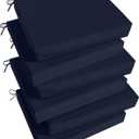 Basic Beyond Outdoor Chair Cushions Set of 6, Square Corner Outdoor Cushions for Patio Furniture, Water Resistant Patio Chair Cushions with 2 Ties, 18.5x16x3, Navy