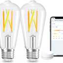 Linkind Smart Edison Bulbs, 2700K-6500K Tunable WiFi Edison Bulbs with Remote Control, 8W 60W Equivalent Dimmable ST19(ST58) Vintage Light Bulbs 800lm, Compatible with Alexa & Google Home, 2-Pack
