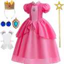 BanKids Princess Costume for Girls Dress up Outfit with Crown Gloves Earring Stars Wand 4-5 Years(P03, 110CM)