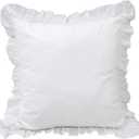 Precious Star Linen White Edge Ruffle European Square 24x24 Inch Pillow Shams Long-Staple Egyptian Cotton Hotel Class Bedding Set of 2 Decorative Euro Pillow Cover, Envelope Closure Soft & Cozy