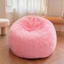 XeGe Kids Soft Fluffy Faux Fur Bean Bag Chair Cover(No Filler), Pink, Small