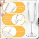Jingmore 48 Pcs Plastic Ribbed Champagne Flutes With Stem, 6.4 oz Clear Vintage Disposable Champagne Glasses for Wedding Birthday Anniversary (Clear)