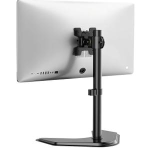 WALI Single Monitor Stand up to 32 Inch Screens, Freestanding Single Monitors Arm Desk Mount, Universal VESA Monitor Mount 75x75/100x100mm, Adjustable Height and Angle (MF001), Black
