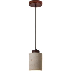 Nordic Stone Pendant Light, Cylinder Small Mid Century Modern Hanging Ceiling Light, Rustic Wood Industrial Chandelier for Dining Room Table Kitchen Island Farmhouse Bedroom