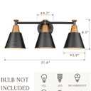 FEMILA Black Bathroom Light Fixtures, 3-Light Bathroom Vanity Lights Over Mirror with Hammered Metal Shade, Modern Wall Lamp for Kitchen Bedroom Living Room,4FG59B-3W BK