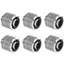 dracaena.io 6 Pack G1/4" Thread to 3/8" ID, 1/2" OD Compression Fitting for Soft Tubing, Soft Tube Connectors for Computer Water Cooling System, Silver