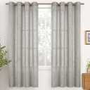 YoungsTex Dark Grey Linen Curtains 72 Inch Length for Living Room, Textured Semi Sheer Window Drapes with Bronze Grommet Light Filtering for Bedroom Dining, 2 Panels, 52 X 72 Inch