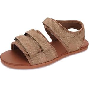 WHITIN Womens Sandals Comfortable Wide Width Beach Sandles Straps with Adjustable Hooks Size 6 Barefoot Hiking Walking Flat Water Shoes Minimalist Vacation Zero Drop Sport Light Brown 36