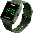Gosasa Large Face LED Digital Watch Date Time 3Bar Waterproof Wristwatch Men Women Sports Watches (Green)
